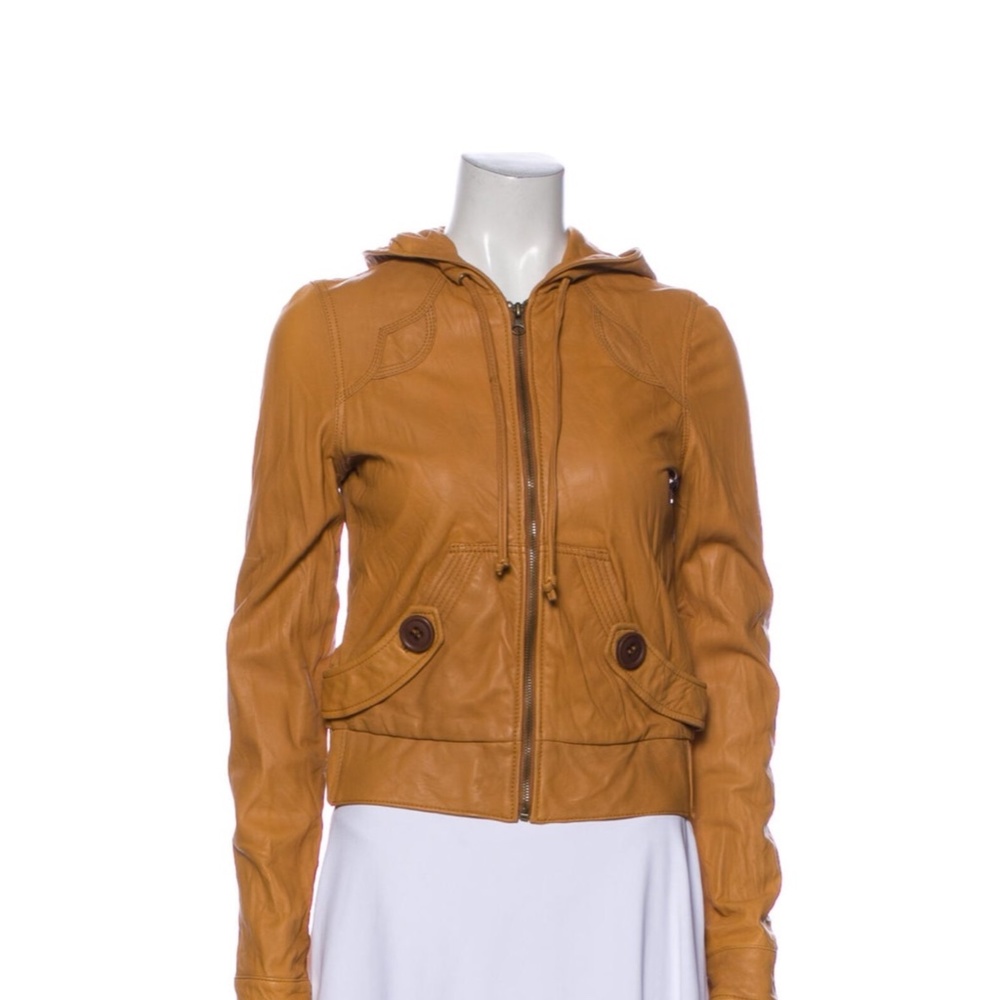 Leather jacket camel  mike&chris NWT hoodie